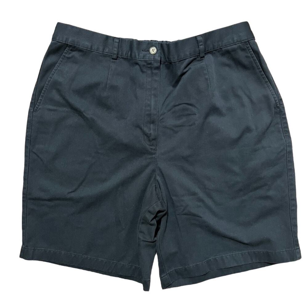 VTG 90s L.L. BEAN High Rise Bermuda Chino Shorts in Navy Blue  SZ 14